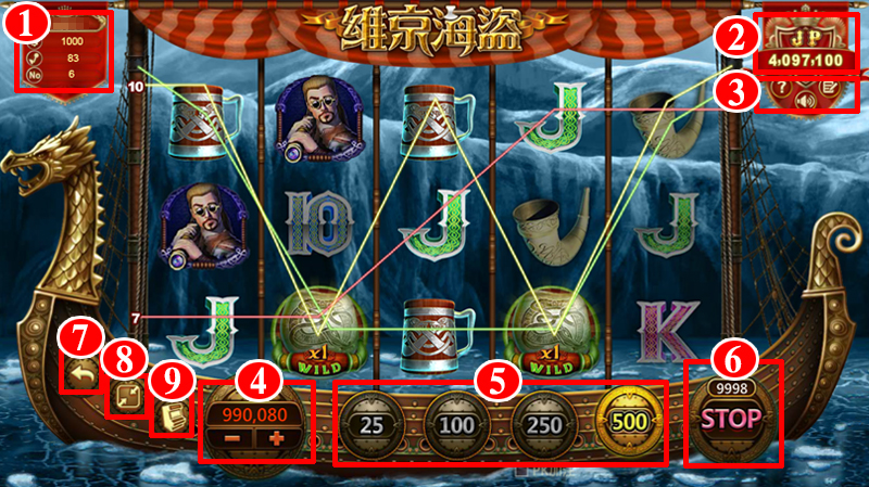 維京海盜拉霸介面說明